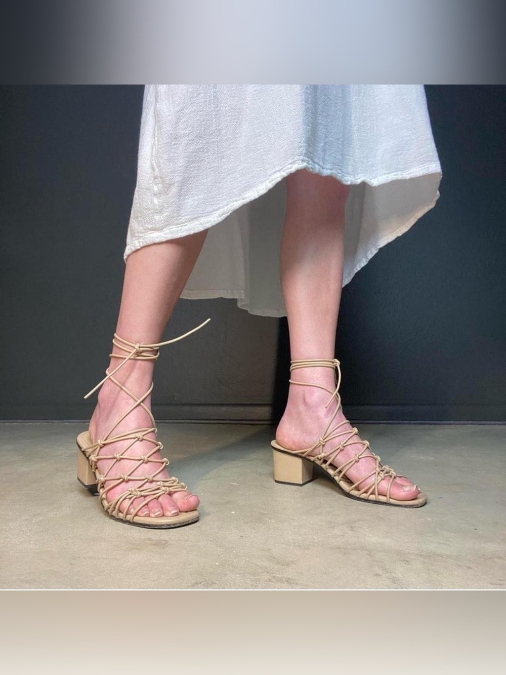 Chloé 'Jamie' Knot Wrap Sandal in Cream size 38.5